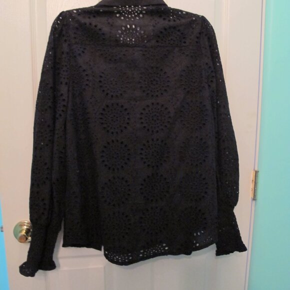Pretty Garden Women's Lace Sheer Button Down Blouse Long Sleeve Collared W Tags - Picture 6 of 7